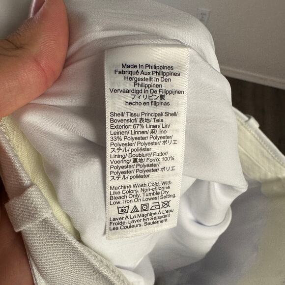 J.Crew Pleated 9" Trouser Short WMNS 2 White Stretch Linen Blend Removable Belt - Picture 6 of 7